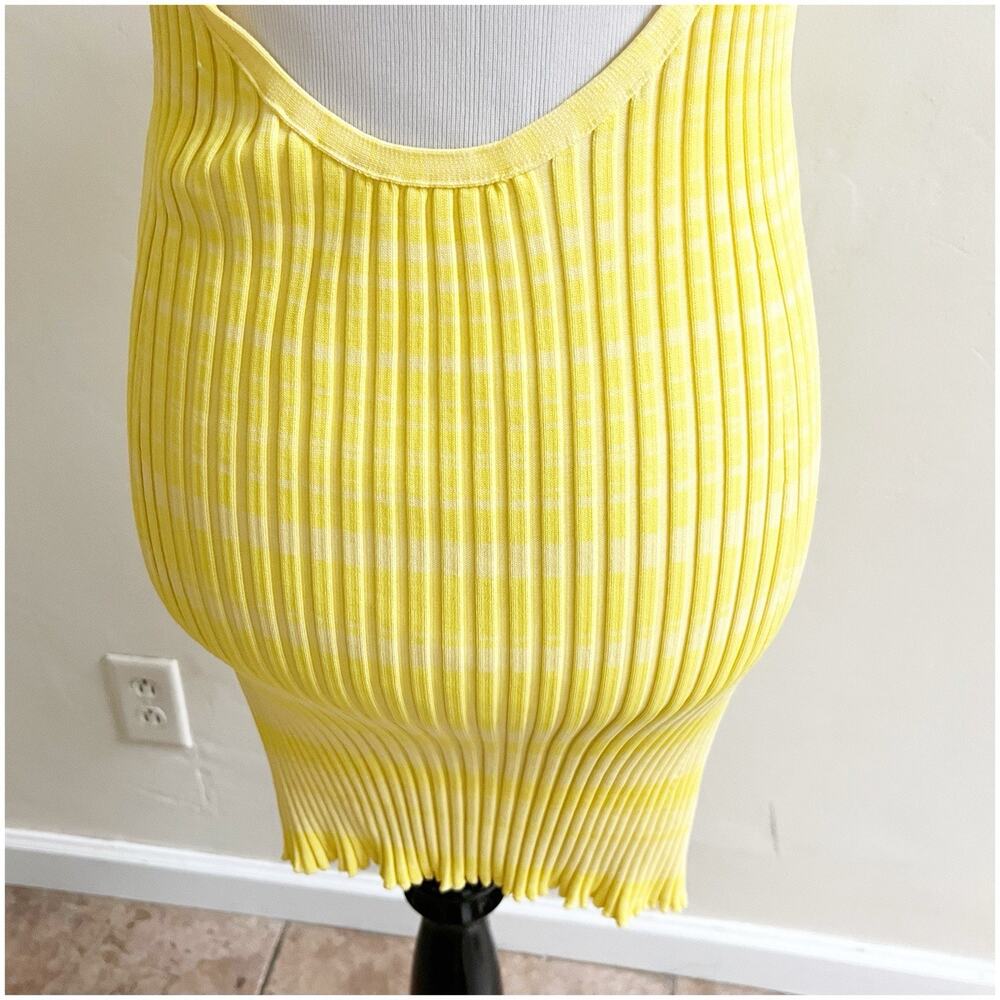 House Of Harlow 1960 Stretch Bodycon Midi Dress Yellow Beaded Shoulder Large - Picture 9 of 12